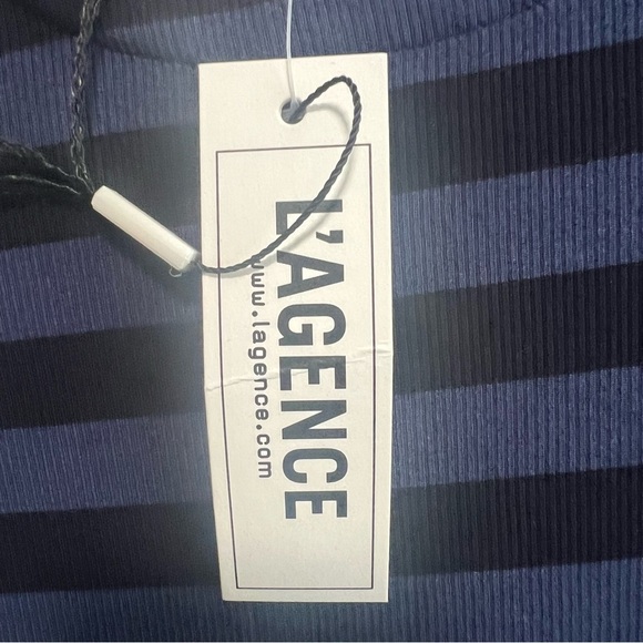 L’agence Nura Racerback Midi Dress in Black Indigo  Stripe, New with Tags - Picture 4 of 6